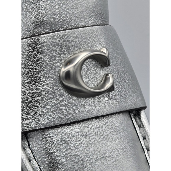 Coach Leah Metallic Leather Silver Loafers Chunky Heel SIZE 8.5 B NEW MSRP $195 main image 13